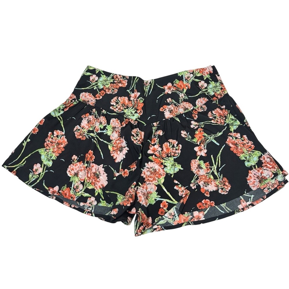 Band of Gypsies Black Floral High Rise Skort Shorts Size Small Boho Festival